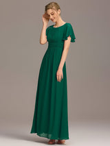ever KIMORA|Simple Chiffon Pleated A-Line Bridesmaid Dress