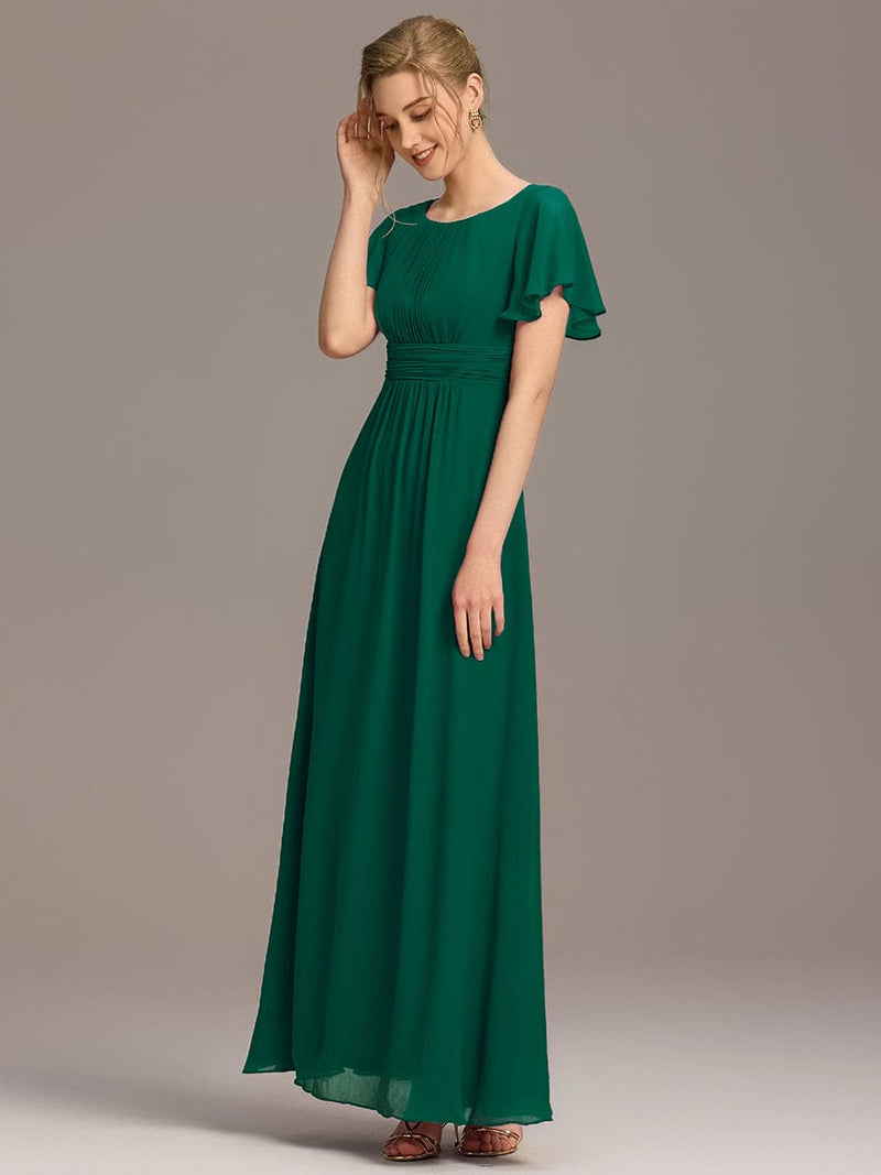 ever KIMORA|Simple Chiffon Pleated A-Line Bridesmaid Dress