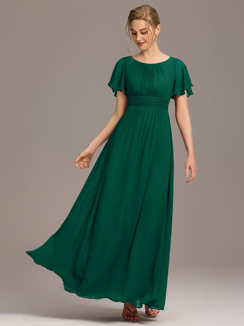 ever KIMORA|Simple Chiffon Pleated A-Line Bridesmaid Dress