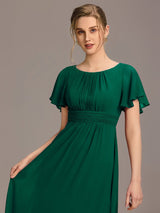 ever KIMORA|Simple Chiffon Pleated A-Line Bridesmaid Dress