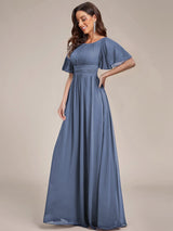 ever KIMORA|Simple Chiffon Pleated A-Line Bridesmaid Dress