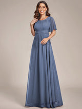 ever KIMORA|Simple Chiffon Pleated A-Line Bridesmaid Dress
