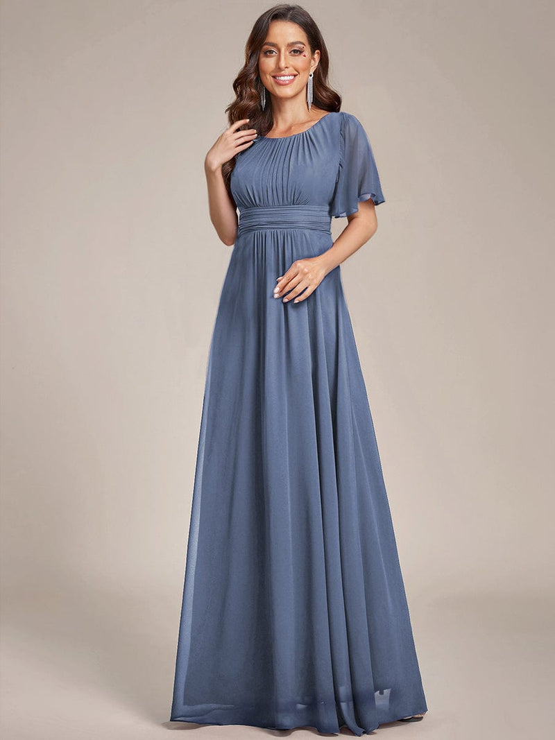 ever KIMORA|Simple Chiffon Pleated A-Line Bridesmaid Dress