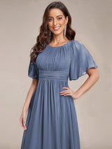 ever KIMORA|Simple Chiffon Pleated A-Line Bridesmaid Dress