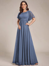 ever KIMORA|Simple Chiffon Pleated A-Line Bridesmaid Dress