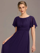 ever KIMORA|Simple Chiffon Pleated A-Line Bridesmaid Dress