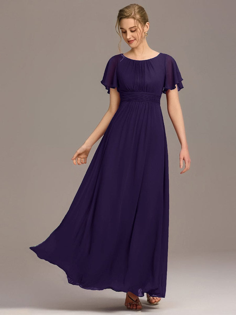 ever KIMORA|Simple Chiffon Pleated A-Line Bridesmaid Dress
