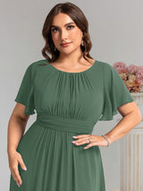 ever KIMORA|Simple Chiffon Pleated A-Line Bridesmaid Dress