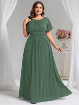 ever KIMORA|Simple Chiffon Pleated A-Line Bridesmaid Dress