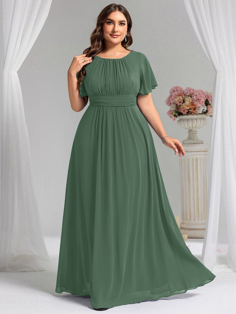 ever KIMORA|Simple Chiffon Pleated A-Line Bridesmaid Dress
