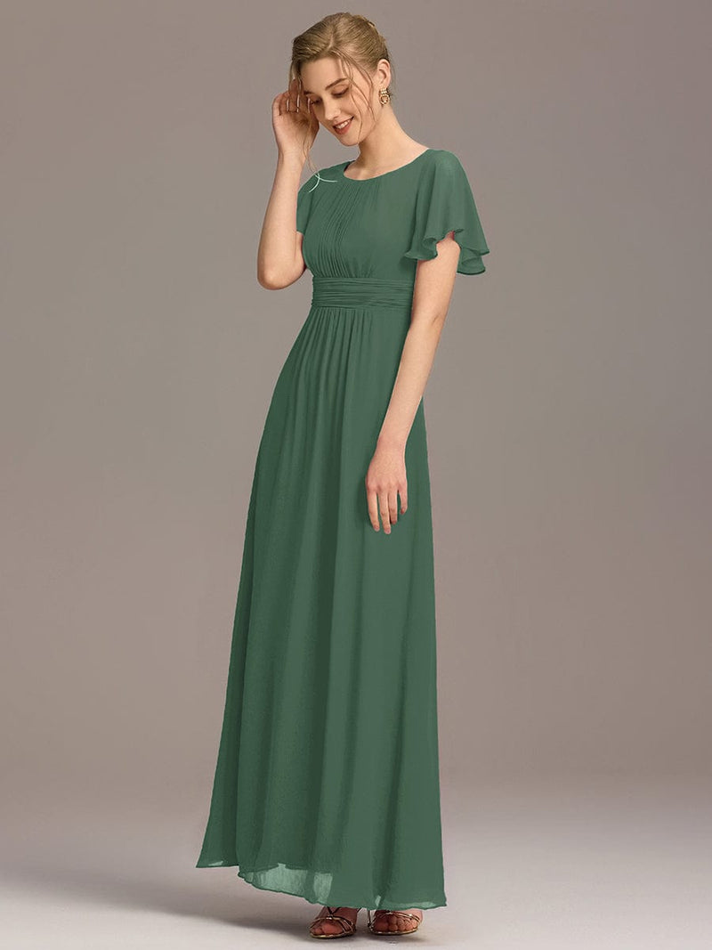 ever KIMORA|Simple Chiffon Pleated A-Line Bridesmaid Dress