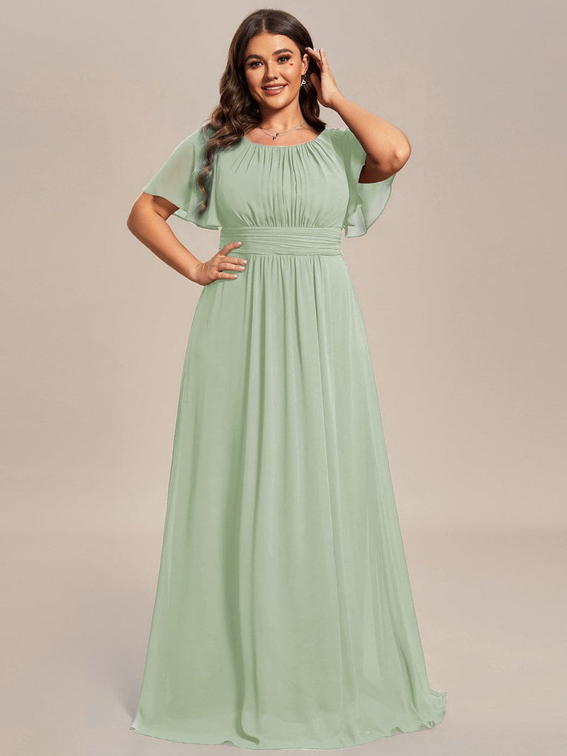 pretty KIMORA|Plus Size Simple Chiffon Pleated A-Line Bridesmaid Dress