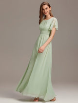 ever KIMORA|Simple Chiffon Pleated A-Line Bridesmaid Dress