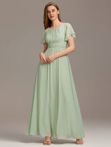 ever KIMORA|Simple Chiffon Pleated A-Line Bridesmaid Dress