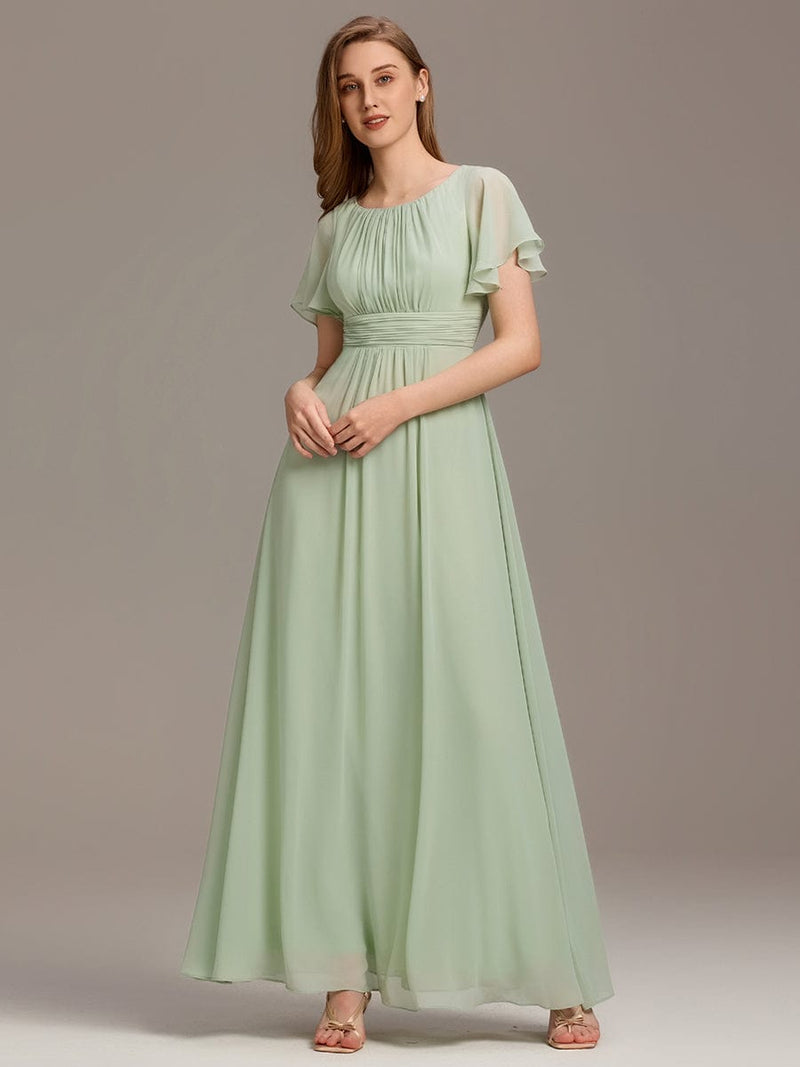 ever KIMORA|Simple Chiffon Pleated A-Line Bridesmaid Dress