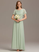 ever KIMORA|Simple Chiffon Pleated A-Line Bridesmaid Dress