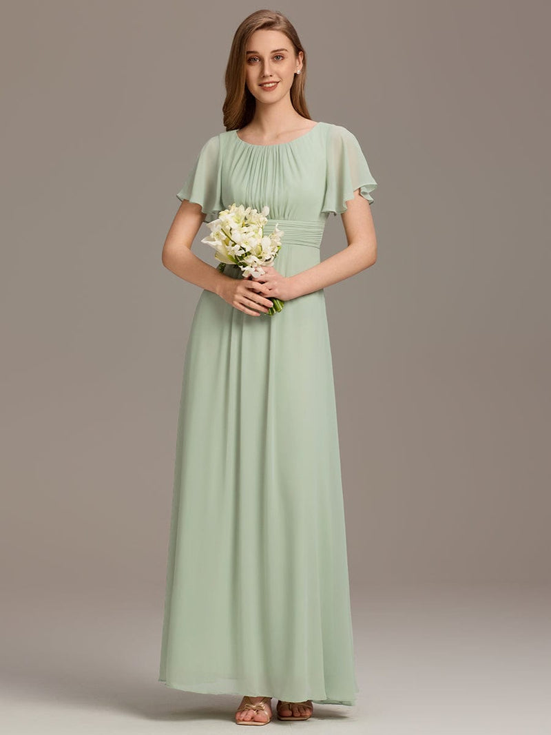 ever KIMORA|Simple Chiffon Pleated A-Line Bridesmaid Dress