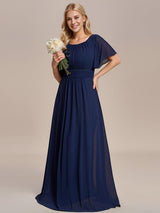 ever KIMORA|Simple Chiffon Pleated A-Line Bridesmaid Dress