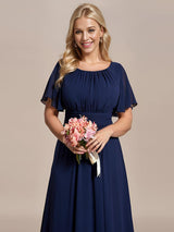 ever KIMORA|Simple Chiffon Pleated A-Line Bridesmaid Dress