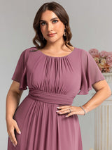 ever KIMORA|Simple Chiffon Pleated A-Line Bridesmaid Dress