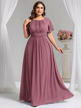 ever KIMORA|Simple Chiffon Pleated A-Line Bridesmaid Dress