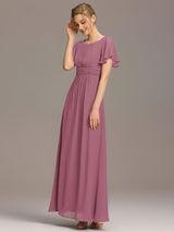 ever KIMORA|Simple Chiffon Pleated A-Line Bridesmaid Dress