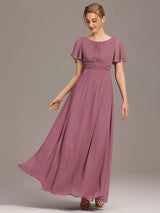 ever KIMORA|Simple Chiffon Pleated A-Line Bridesmaid Dress