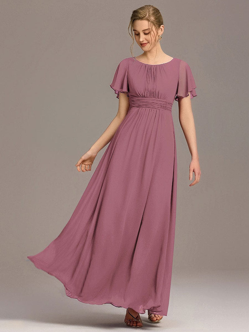 ever KIMORA|Simple Chiffon Pleated A-Line Bridesmaid Dress