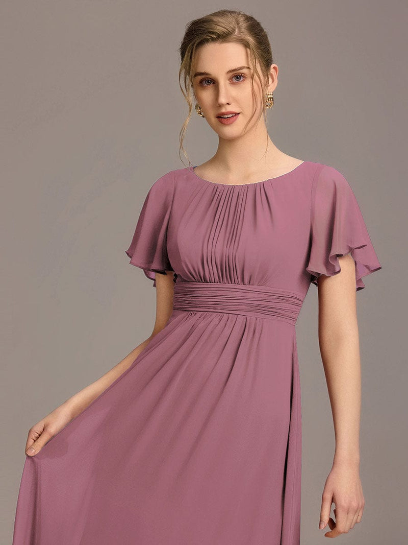 ever KIMORA|Simple Chiffon Pleated A-Line Bridesmaid Dress