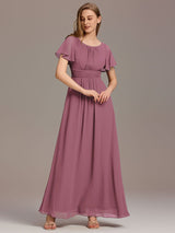 ever KIMORA|Simple Chiffon Pleated A-Line Bridesmaid Dress