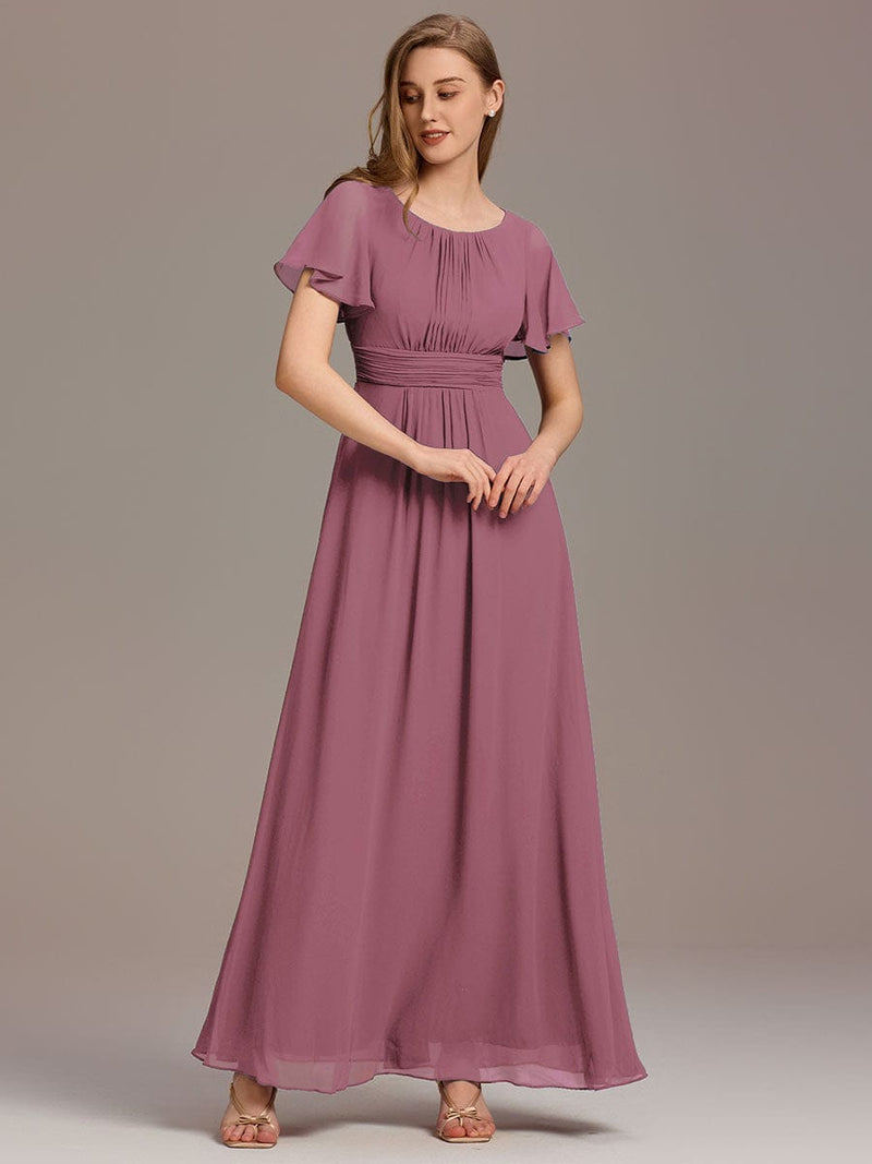 ever KIMORA|Simple Chiffon Pleated A-Line Bridesmaid Dress