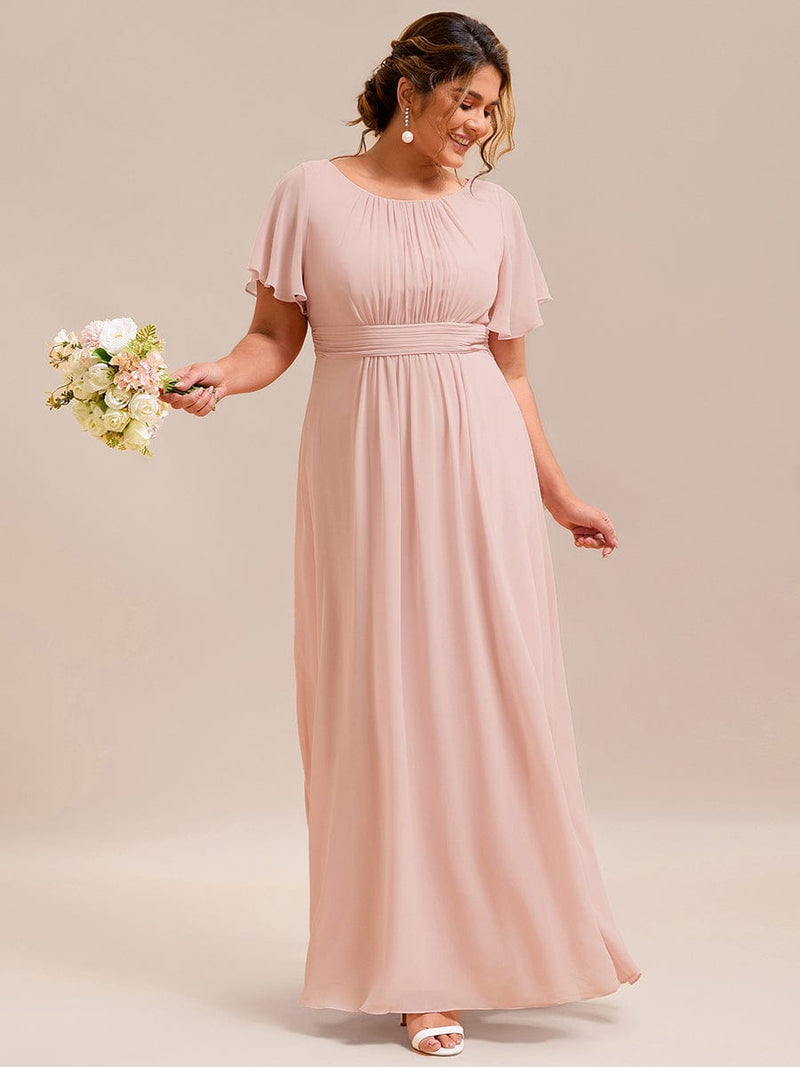ever KIMORA|Simple Chiffon Pleated A-Line Bridesmaid Dress