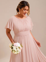 ever KIMORA|Simple Chiffon Pleated A-Line Bridesmaid Dress