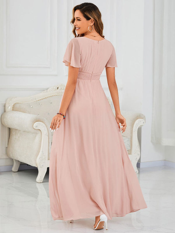 ever KIMORA|Simple Chiffon Pleated A-Line Bridesmaid Dress