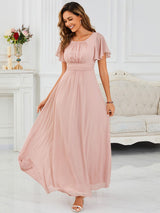 ever KIMORA|Simple Chiffon Pleated A-Line Bridesmaid Dress