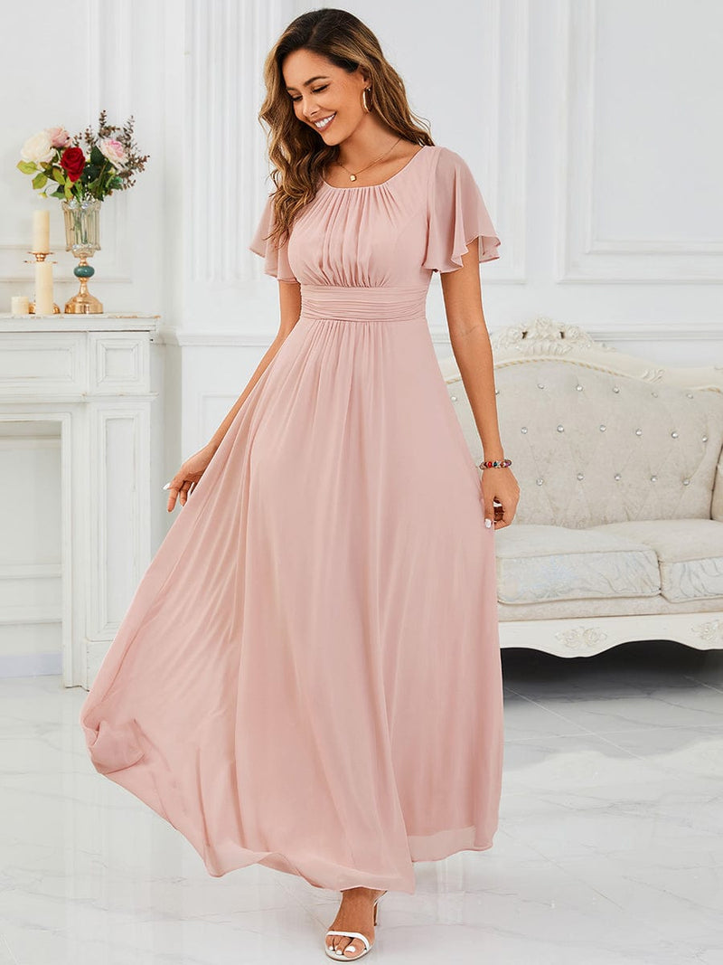 ever KIMORA|Simple Chiffon Pleated A-Line Bridesmaid Dress