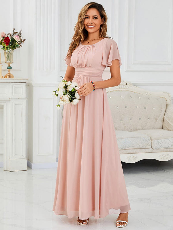 ever KIMORA|Simple Chiffon Pleated A-Line Bridesmaid Dress