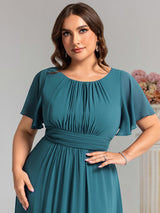 ever KIMORA|Simple Chiffon Pleated A-Line Bridesmaid Dress