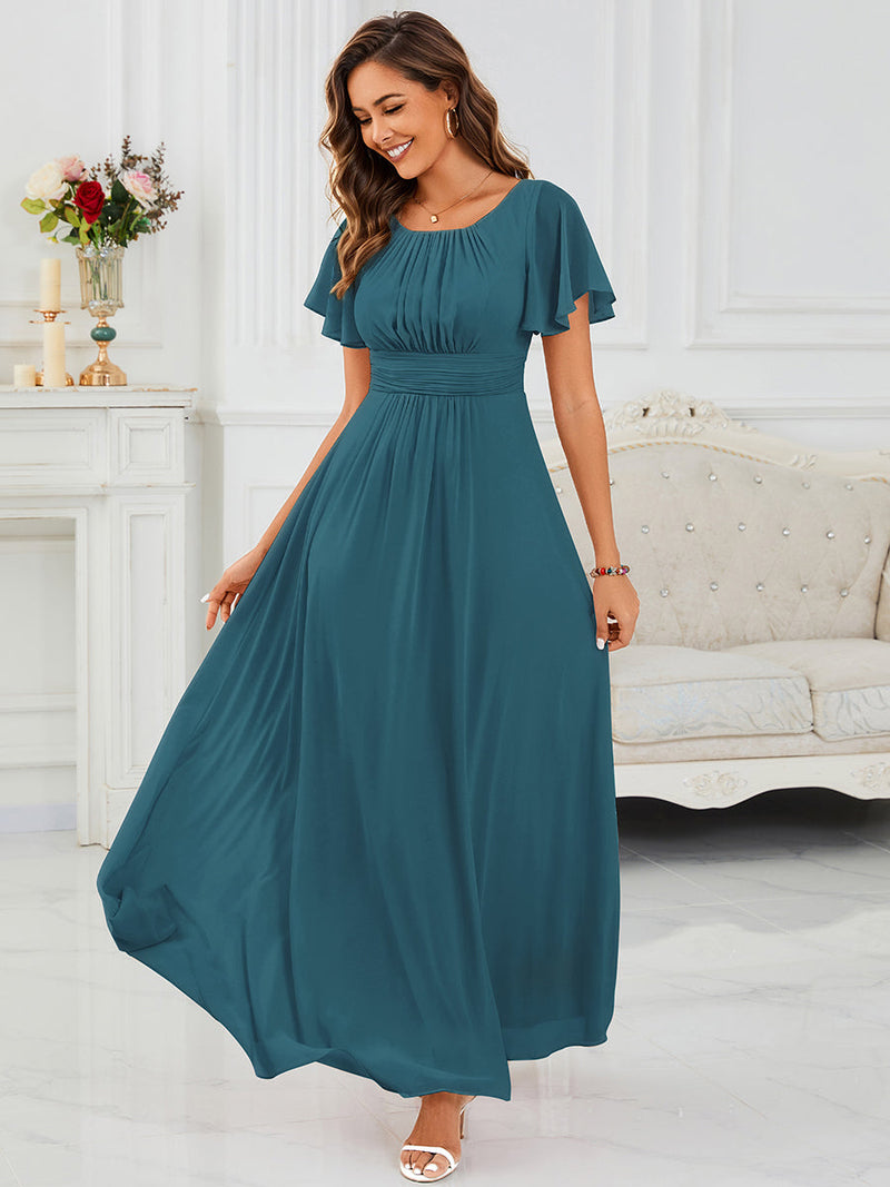ever KIMORA|Simple Chiffon Pleated A-Line Bridesmaid Dress