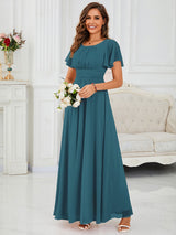 ever KIMORA|Simple Chiffon Pleated A-Line Bridesmaid Dress