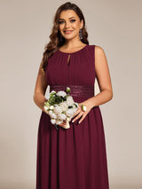 pretty KALIA|Plus Size Hollow Out Sleeveless Empire Waist Chiffon Bridesmaid Dress