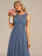 ever KALIA|Simple Sleeveless A-line Chiffon Bridesmaid Dress with Hollow Out Detail