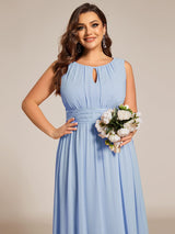 ever KALIA|Simple Sleeveless A-line Chiffon Bridesmaid Dress with Hollow Out Detail