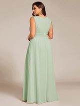 pretty KALIA|Plus Size Hollow Out Sleeveless Empire Waist Chiffon Bridesmaid Dress