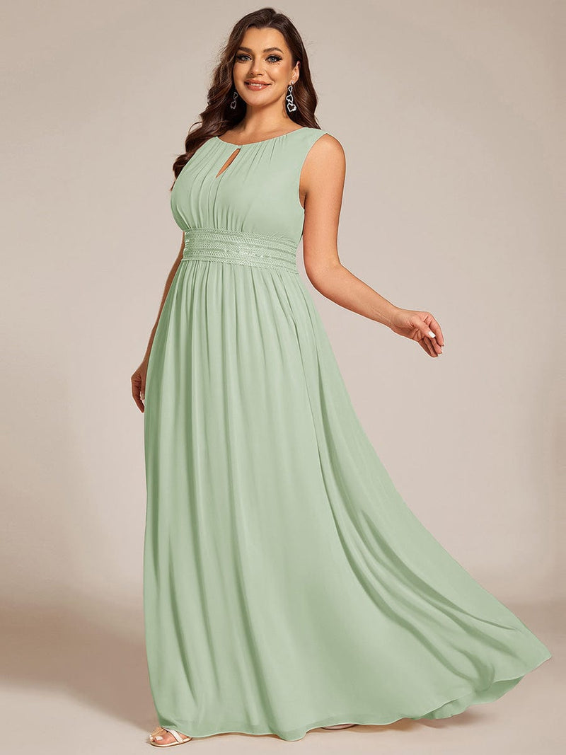 pretty KALIA|Plus Size Hollow Out Sleeveless Empire Waist Chiffon Bridesmaid Dress