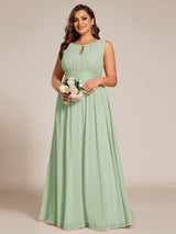 pretty KALIA|Plus Size Hollow Out Sleeveless Empire Waist Chiffon Bridesmaid Dress