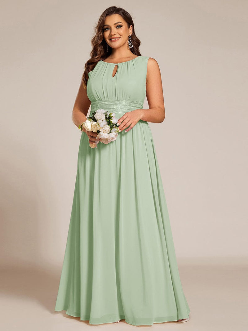 pretty KALIA|Plus Size Hollow Out Sleeveless Empire Waist Chiffon Bridesmaid Dress