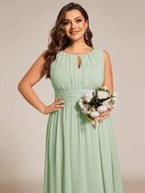 ever KALIA|Simple Sleeveless A-line Chiffon Bridesmaid Dress with Hollow Out Detail