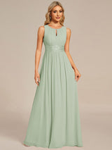 ever KALIA|Simple Sleeveless A-line Chiffon Bridesmaid Dress with Hollow Out Detail