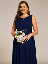 ever KALIA|Simple Sleeveless A-line Chiffon Bridesmaid Dress with Hollow Out Detail